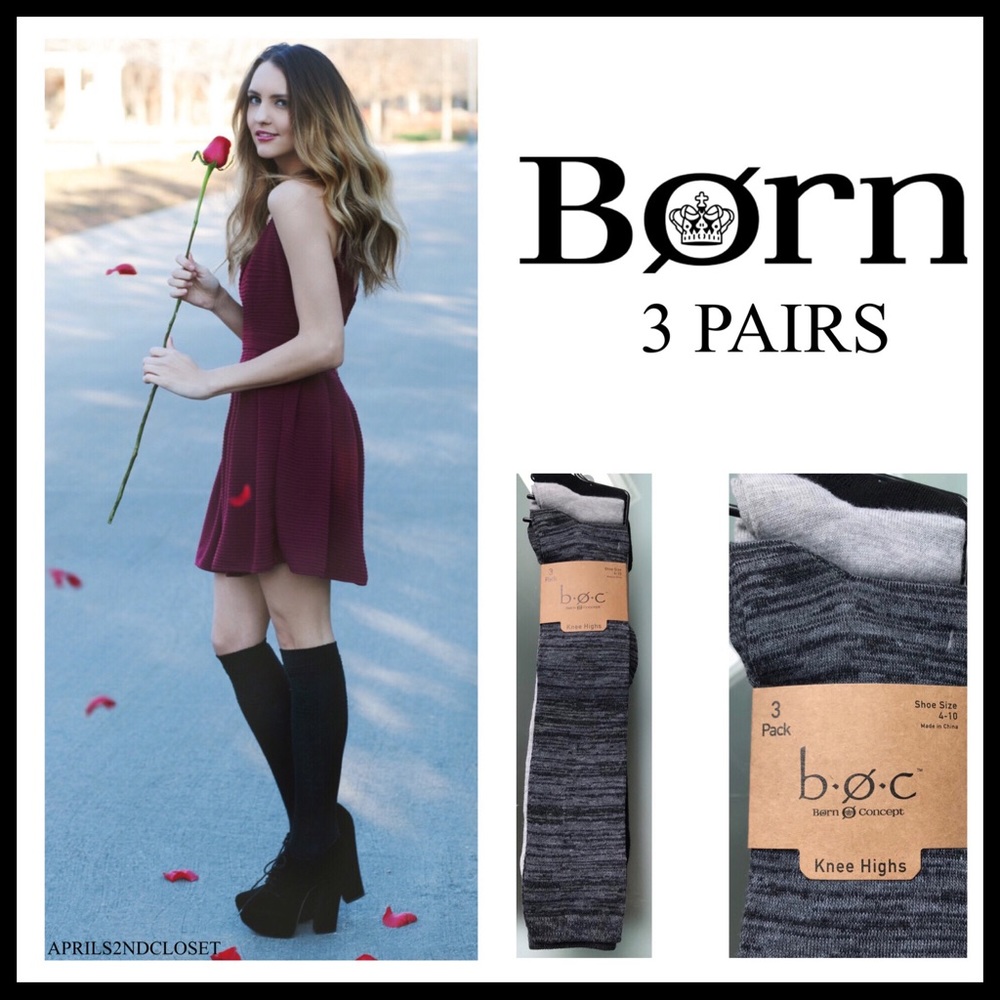 3 PAIRS B.O.C. TALL KNEE HIGH BOOT SOCKS A3C - Picture 7 of 8